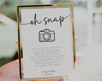 Disposable Camera Wedding Sign: Modern Minimalist Template (Digital Download)