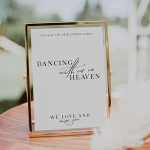 Wedding Memorial Sign, In Memory Table Sign, To Our Loved Ones Who Are Dancing With Us In Heaven Sign Template, FLD100 - 5x7&quot; 8x10&quot;