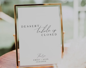 Dessert Table Closed Sign: Elegant Wedding Decor (Instant Download)