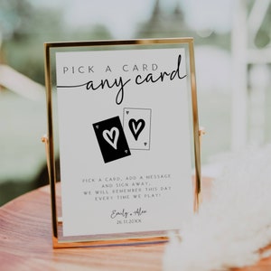 Playing Cards Guest Book Sign, Simple Modern, Unique Guestbook, Wedding Guestbook Sign Template, Instant Download FLD069 - 5x7&quot; & 8x10&quot;.