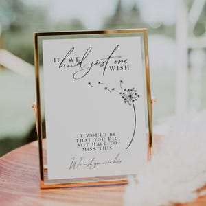 Si tuviera un deseo, signo de vela de memoria, desearía que estuvieras aquí, deberías estar aquí, signo de boda, plantilla editable FLD100 - 5x7" 7 y 8x10"