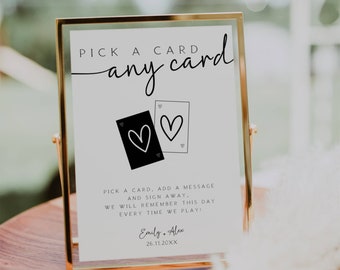 Playing Cards Wedding Guest Book Sign, Sign Our Guest Book, Wedding Sign Template, Guestbook Sign for Playing Cards FLD069 - 5x7&quot; & 8x10&quot;.