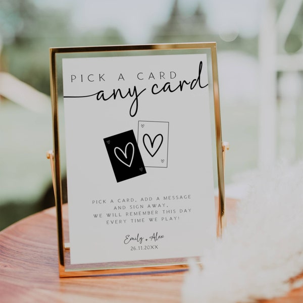 Playing Cards Wedding Guest Book Sign, Sign Our Guest Book, Wedding Sign Template, Guestbook Sign for Playing Cards FLD069 - 5x7" & 8x10".