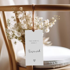 Reserved Row Sign Template, Printable Reserved Sign Wedding, Reserved Seat Tag, Instant Download, Reserved For Family Sign  FLD107 - 4x8”