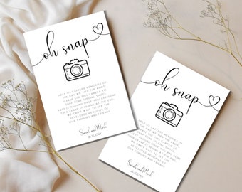 Disposable Camera Wedding Sign: Oh Snap Design (Digital Download)