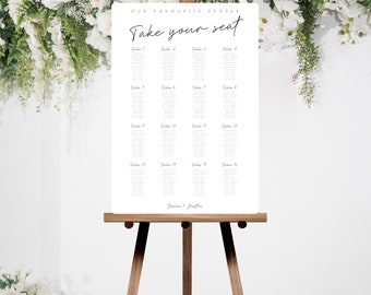 Wedding Table Number Seating Chart Template (Digital Download)