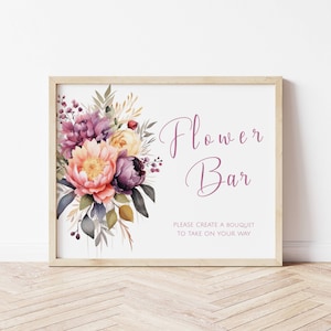 Bouquet Sign Template, Build a Bouquet Template, Make a Bouquet Sign, Landscape Flower Bar Sign, Wedding Sign  FLD055 - 5 x 7&quot; & 8 x 10&quot;