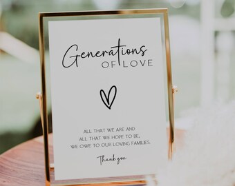 Generations of Love Wedding Sign: Modern Minimalist Decor (Digital Download)