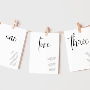 Wedding Seating Chart Card Template, Hanging Seat Cards, Minimalist Seating Chart Cards, Editable Template, Editable Instant Download FLD054