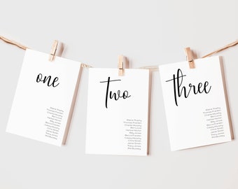 Minimalist Wedding Seating Chart Template: Hanging Seat Cards (Editable Instant Download)