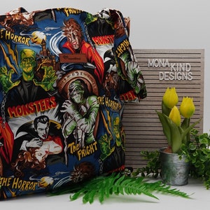 Baumwolltasche Film Monster in Old School