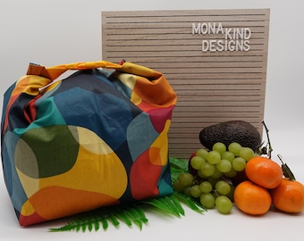 Lunchbag groß mit buntem Retro Muster