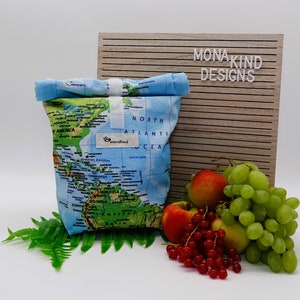 Lunchbag mit Weltkarten Motiv