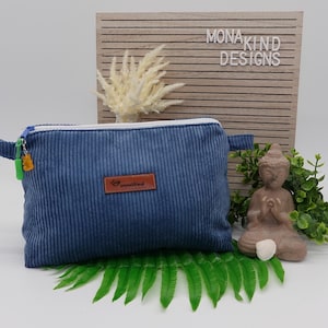 Kosmetiktasche aus blauem Breitcord