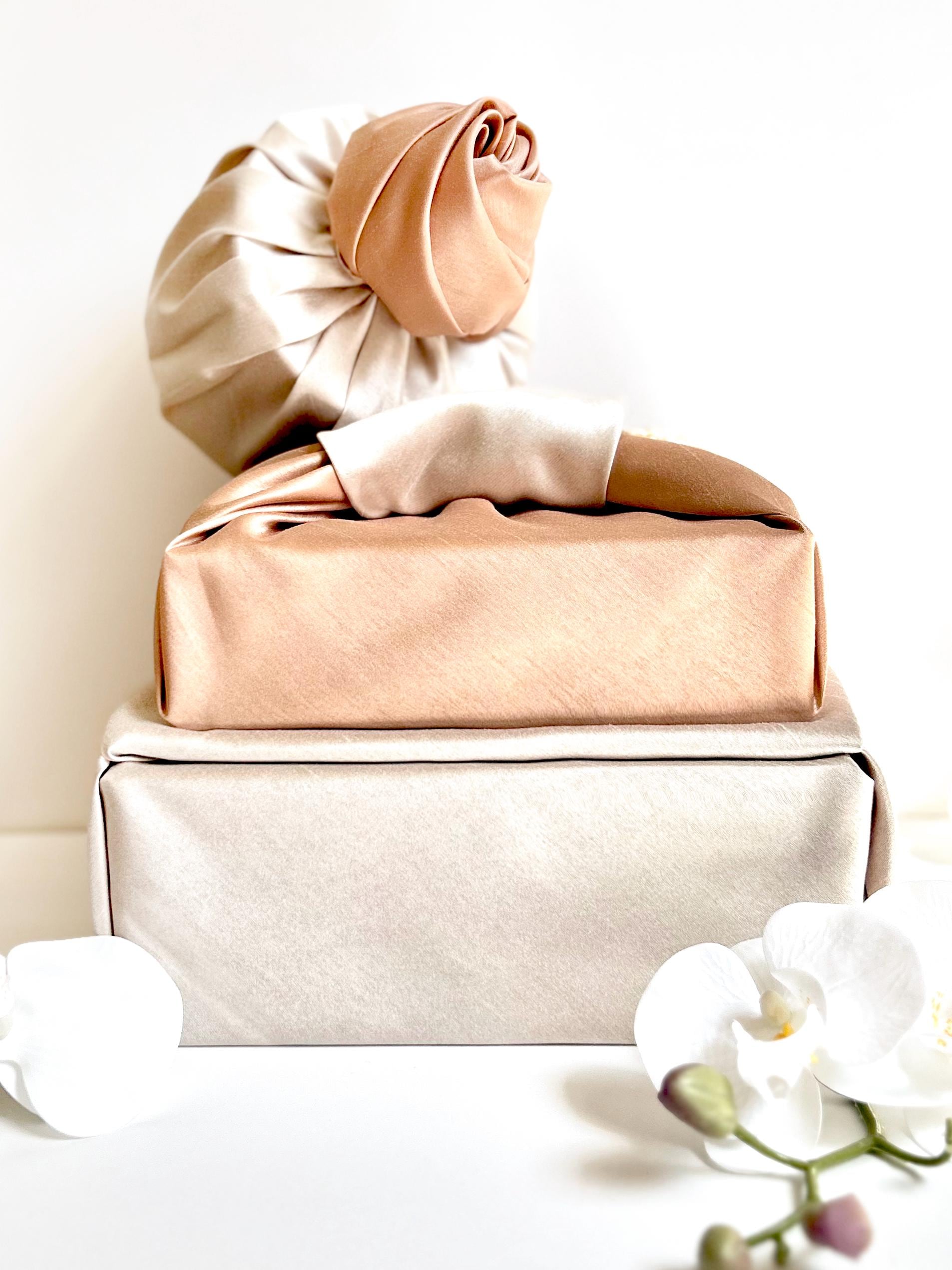 Reversible Gift Wrapping Cloth | 3 SIZES | Silk Like Bojagi | Fabric | 3 Sizes | | Slub Satin | Gift Wrap | Made in Korea Bronze Beige Pearl