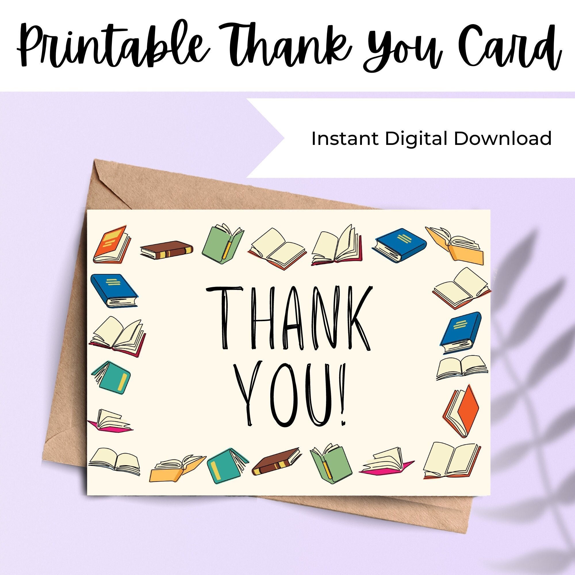 PRINTABLE Library Appreciation Month Thank You Card | Digital Download Gift for National Library Month Week or Day! - Etsy for Librarian Thank You Card Printable Free