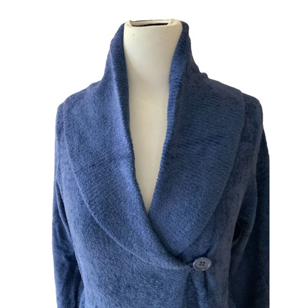 Vintage Newport News ladies long sleeve collared cobalt blue metallic comfy relaxed fit sweater band new in bag with tags size large