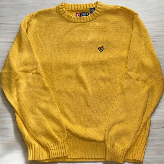 Ralph Lauren Chaps Mens Solid Yellow Pullover Vintage Long Sleeve Sweater Cotton 2XL Etsy UK