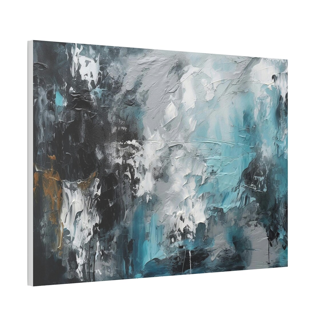 Abstract Blue, Black, White, and Grey Painting Print Canvas Wall Art - Etsy