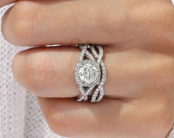 2.75 Ct Oval & Round Cut Infinity Bridal Ring Set Rose Gold Over On 925 Sterling Silver 18