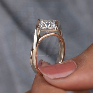 2CT Princess Cut Moissanite Solitaire square Wedding Ring Engagement Ring Solid 14K Yellow Gold Moissanite Bridal Ring Anniversary Gift