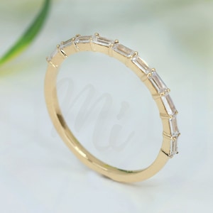 Baguette Moissanite Band, Half Eternity Moissanite Ring, Baguette Diamond Ring, Baguette Cut Band, Womens Band, Minimalist Ring, Custom Ring
