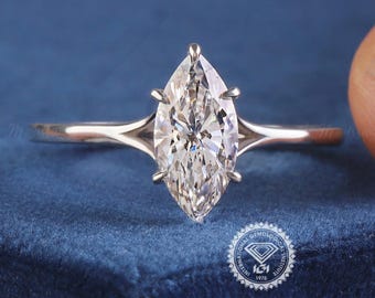 IGI Certified Lab Grown Diamond Promise Ring,  0.8 TO 3CT Marquise Cut Lab Diamond Engagement Solitaire Ring, Single Diamond Proposal Ring