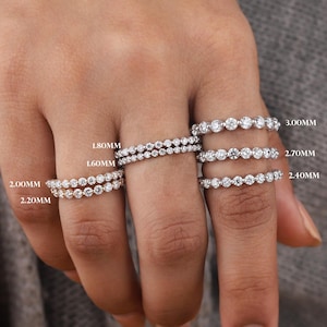 2.50mm Bubble Ring moissanite Wedding Band Ring White Gold Stacking Ring Sterling Silver Minimalist Matching Anniversary Band Valentine Gift