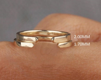 Customize Open Plain Wedding Band 14K Yellow Gold Open Cuff Ring 1.70MM-2.00MM Wide Plain Matching Open Spacer Anniversary Gift for her!