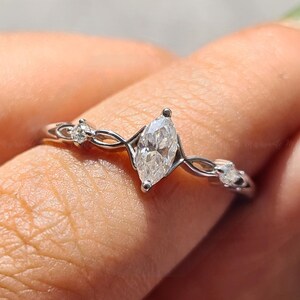Vintage Moissanite Engagement Ring,14k Solid Gold Ring For Women, Unique Marquise Bridal Ring, Diamond Anniversary Promise Ring,Gift For Her