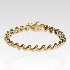 14K Yellow Gold San Marco Chain Bracelet 6.5&quot;, Gift for Her, Birthday Gift, Chunky Bracelet, Vintage Solid gold Chain Bracelet For women.