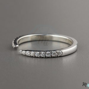 Open Wedding Band, Gap Wedding Band, Moissanite Wedding Band, Minimalist Moissanite Band, 14K Solid White Gold Ring, Valentine Gifts For Her
