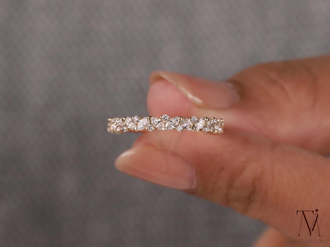 Real Lab Grown Diamond Eternity Wedding Band Marquise Round Diamond ...