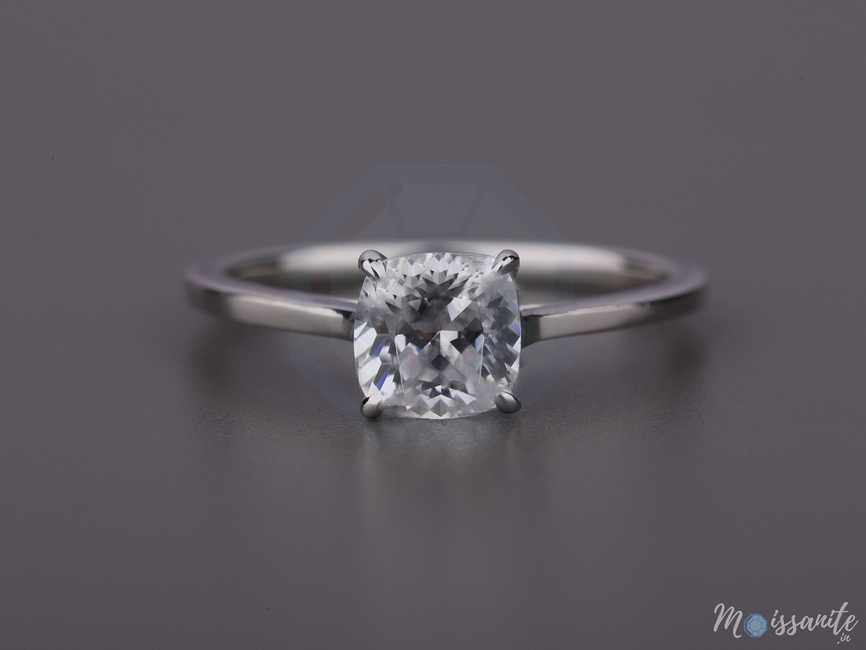Antique Cushion Cut Moissanite Engagement Ring White Gold Ring Etsy