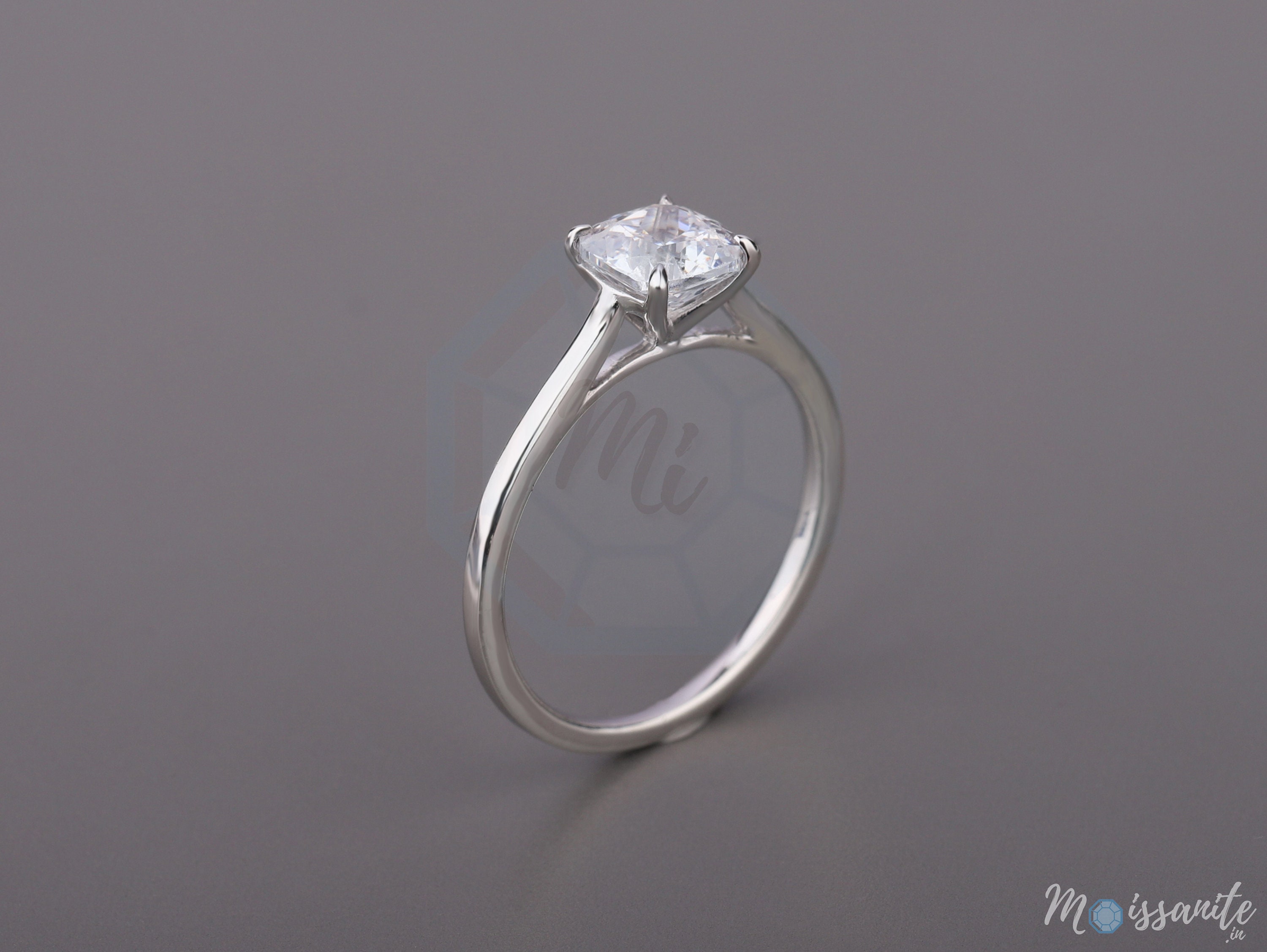 Antique Cushion Cut Moissanite Engagement Ring White Gold Ring Etsy