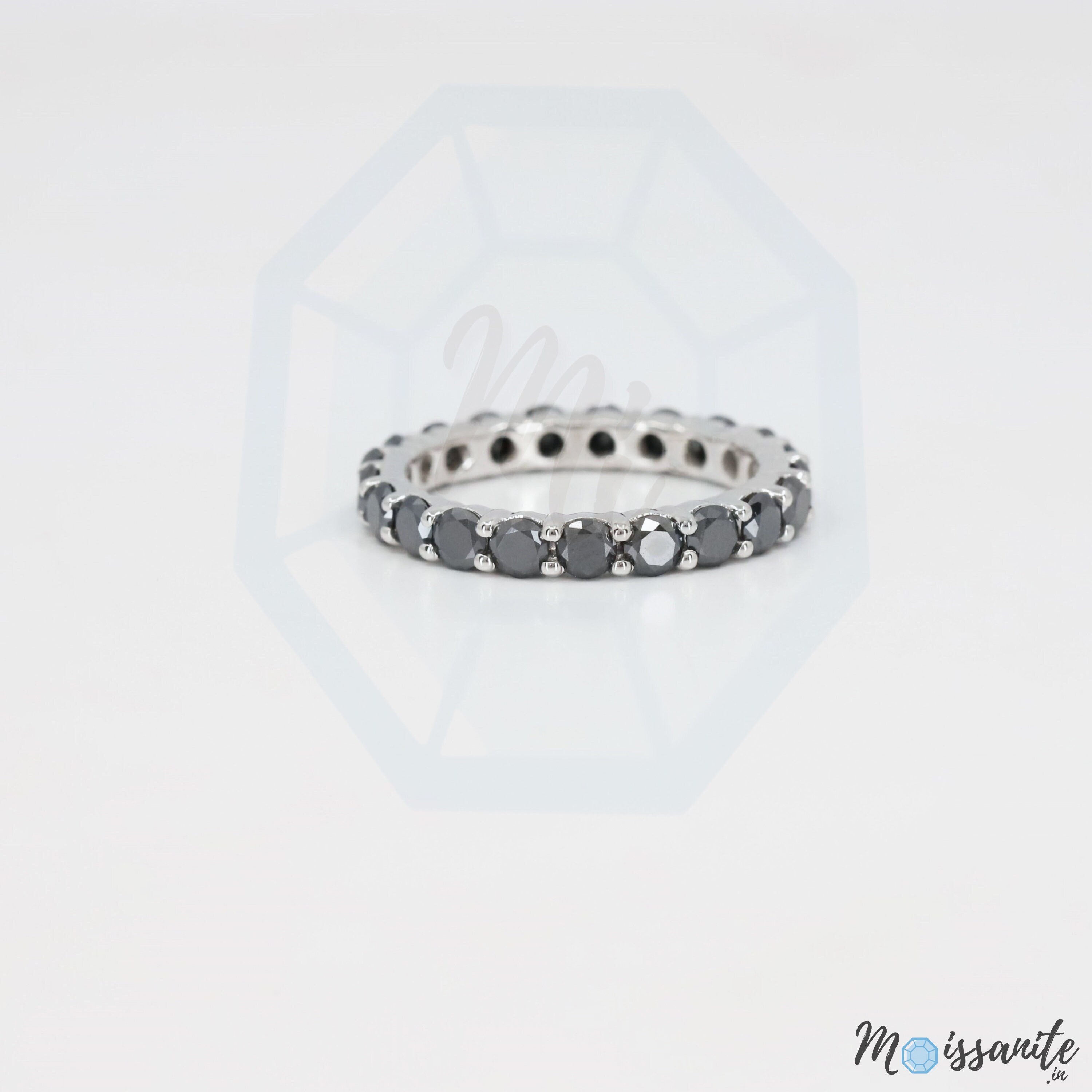 3mm Round Black Moissanite Wedding Band Round Full Eternity Etsy