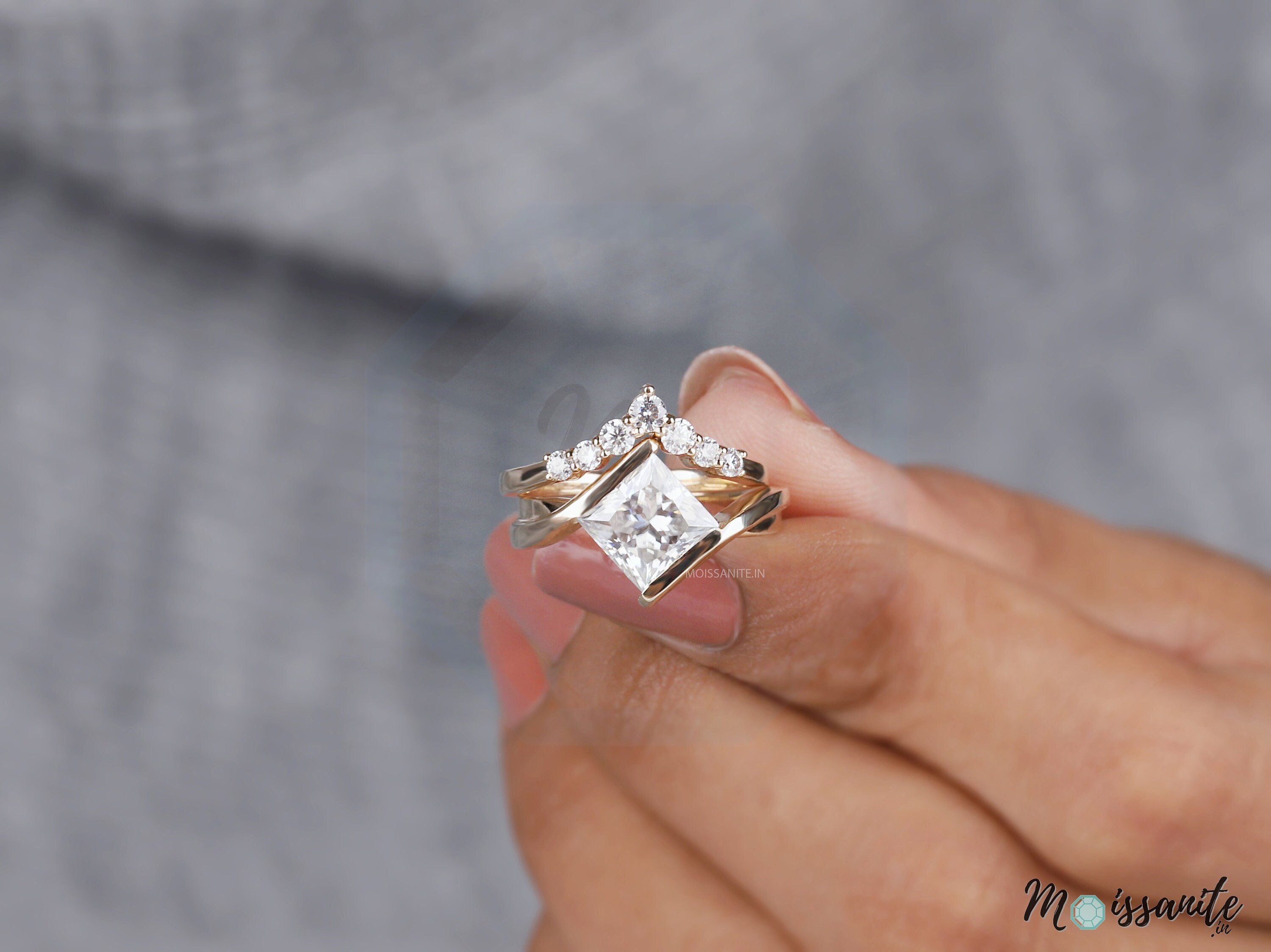 Moissanite Bridal Set Wedding Sets 2ct Princess Cut Bridal - Etsy