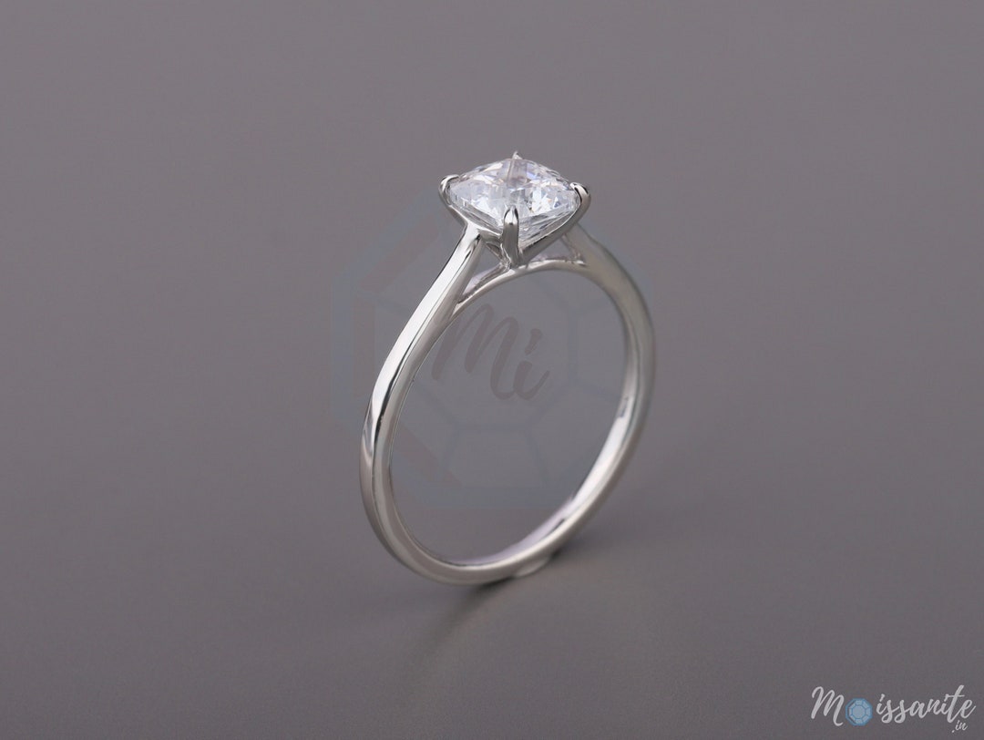 Antique Cushion Cut Moissanite Engagement Ring White Gold Ring Etsy