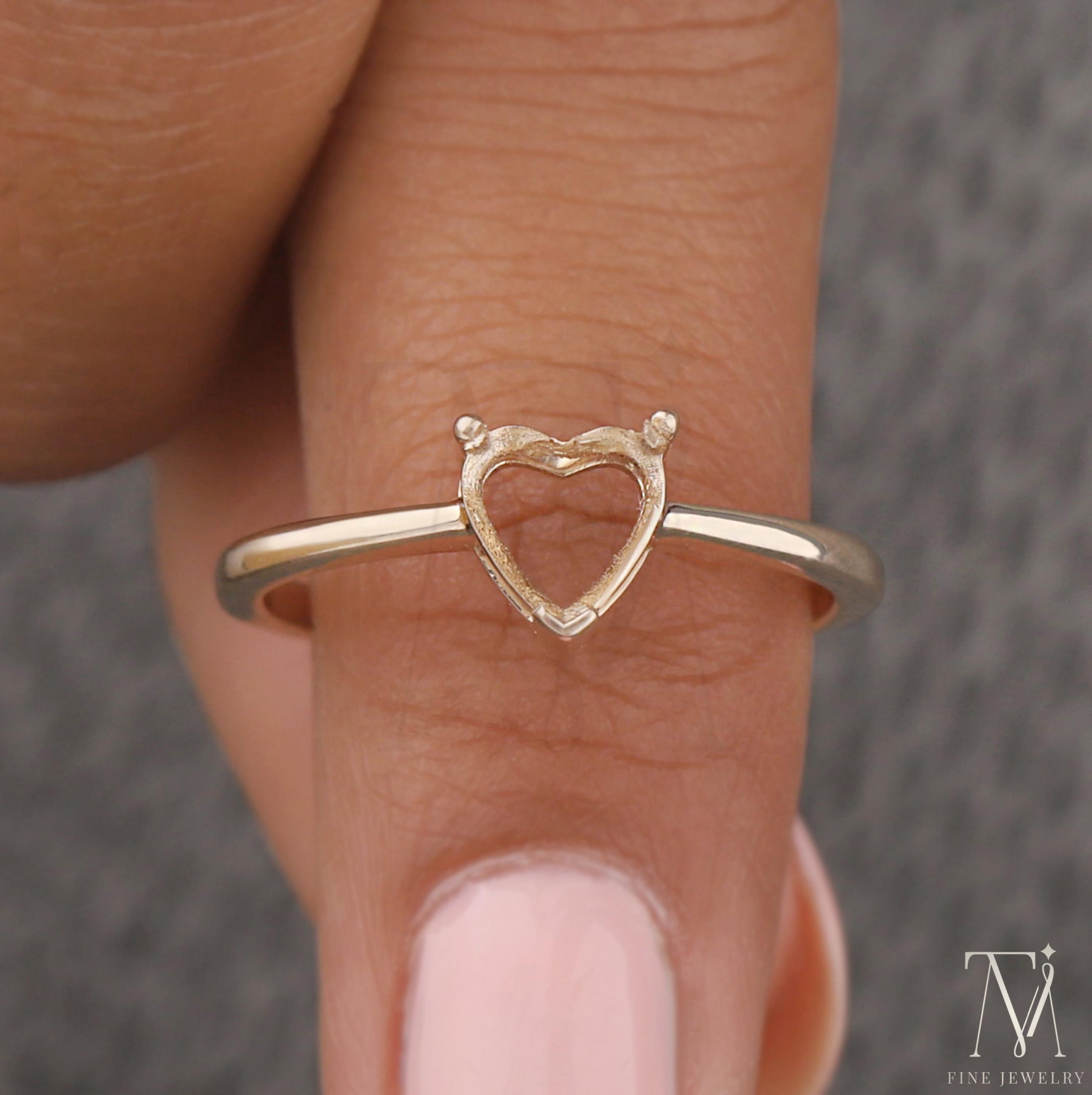 Custom Heart Shape Semi Mount Ring Diamond Set Solitaire Engagement ...