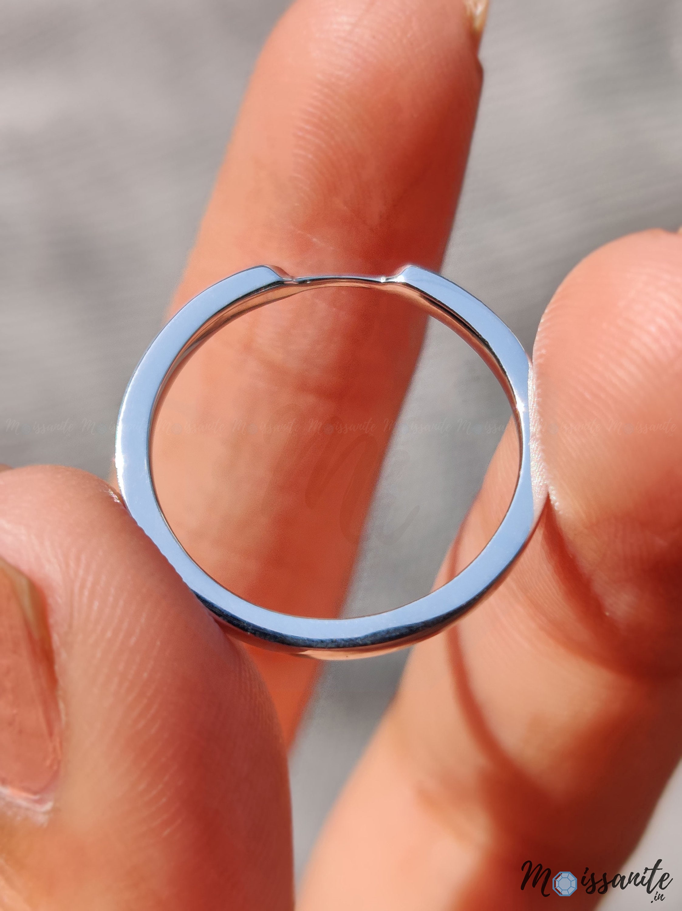 Customize Notch Plain Wedding Band 14K White Gold Open Cuff Ring 