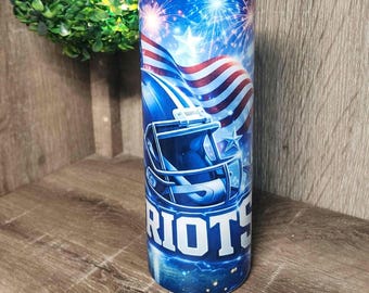 Patriotic Football Helmet Tumbler – 20 oz Insulated Stainless Steel Cup, Water Bottle