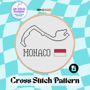 F1 モナコ サーキット マップ モンテカルロ サーキット デ モナコ フォーミュラ 1 グランプリ クロスステッチ デザイン パターン PDF 即時ダウンロード