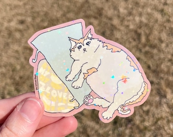 Sad Cat Meme Sticker (holographic)