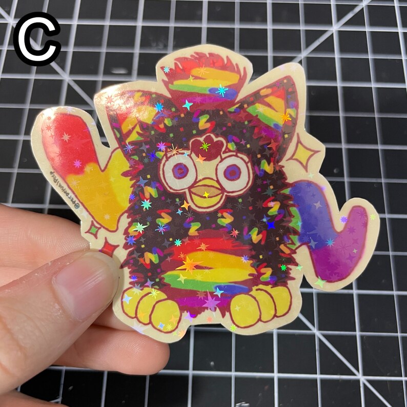 Furby Holographic Vinyl Stickers | Retro Furby Stickers - Etsy