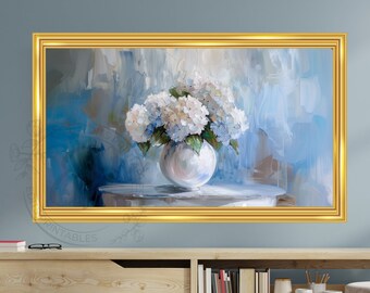 Frame TV Art, White Hydrangeas, Digital Download, Modern Art, White Hydrangeas for TV, Instant Download, Floral Digital Art