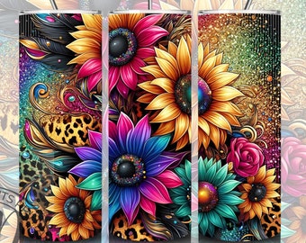 Emballage pour gobelet tournesol : 20 oz, design fin pour sublimation (téléchargement numérique)