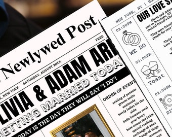 Wedding Newspaper Invitation Template: Engagement Announcement (Canva Editable, PDF)