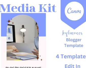 Influencer Blogger Media Kit, Canva Template, Digital Download, Influencers And Content Creators, Canva Templates,  Media Kit, Press Kit