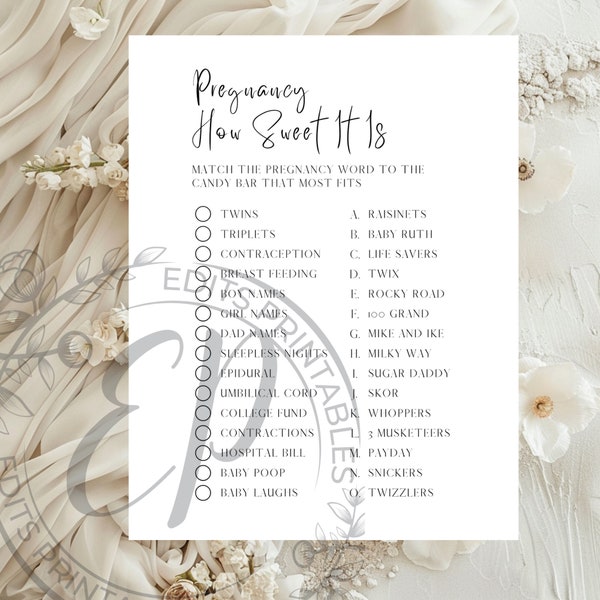 Baby Shower Game, Pregnancy How Sweet It Is Baby Shower Game, Printable Baby Shower Game, Trivia Game Template, Baby Template