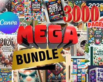 Ensemble d'agendas MEGA 2026 - Plus de 3 000 pages imprimables, modifiables sur toile (téléchargement numérique)